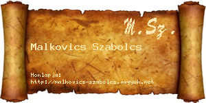Malkovics Szabolcs névjegykártya